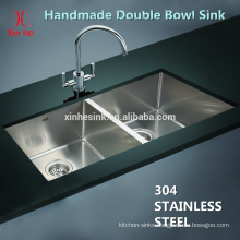 Stainless steel cUPC handmade undermount double bowl apartment size kitchen sinks with small radius